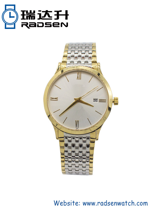 Relojes de pulsera de acero inoxidable para mujer con correa de acero en color oro