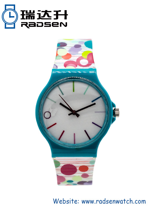 Color divertido impresión coloridos relojes para las mujeres con el patrón de impresión en la correa