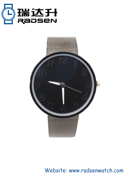 Diseño de cliente fácil de malla Unisex gris gunmetal banda muñeca relojes