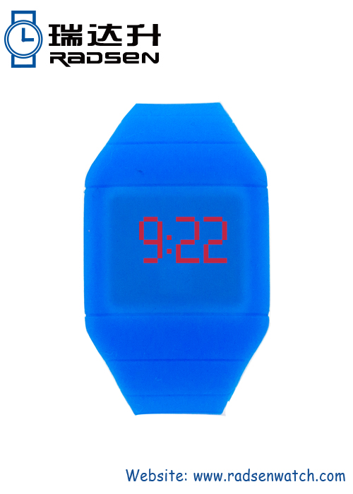 Relojes de silicona azul barato LED Digital Touch con Material respetuoso del medio ambiente