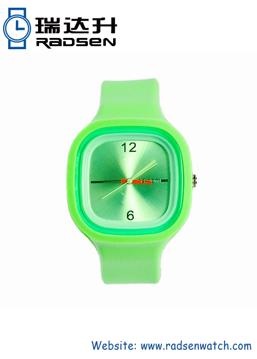 Relojes de la jalea del silicón con cara verde grande perfecto para regalo de la promoción