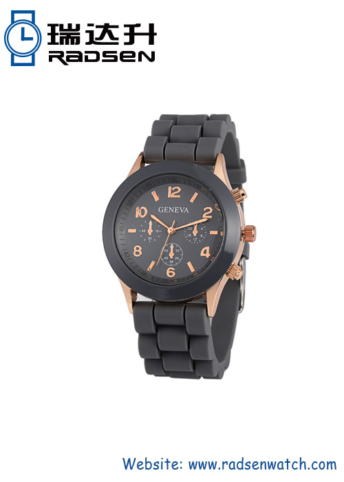 Popular Silicone Women Quartz Watches with Assorted Color Rubber Band